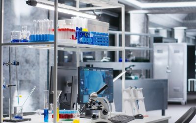 Computer,Used,For,Molecular,Results,In,Empty,Laboratory,Space,,Scientific